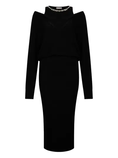 LIU •JO MIDI DRESS WITH CUT-OUT SHOULDER DETAILS