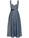 Liu •jo Liu Jo Midi Dress With Sweetheart Neckline In Blue