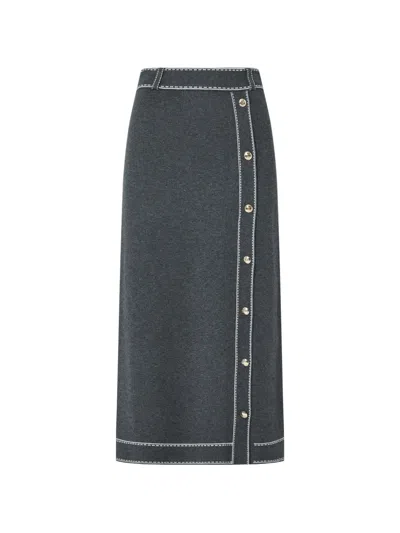 Liu •jo Midi Skirt In Silk Blend In Black