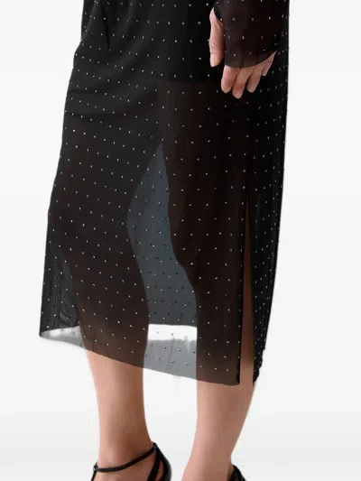 Liu •jo Midi Skirt In Tulle With Jewel Embroidery In Black