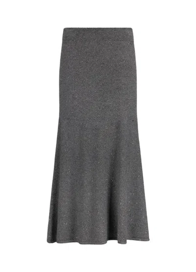 Liu •jo Midi Skirt With All-over Micro-sequins In Gray