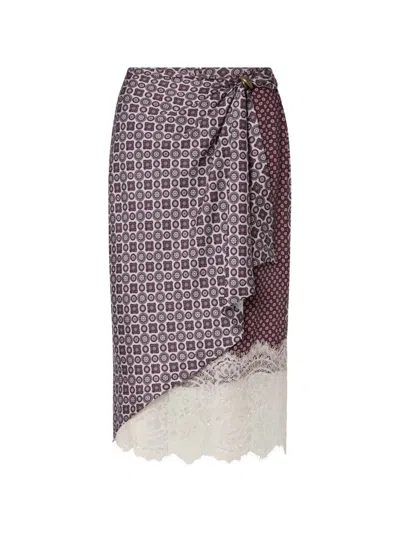 Liu •jo Midi Skirt With Lace Details In Multi