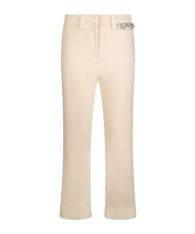 Liu •jo Mid-rise Cropped Trousers In White