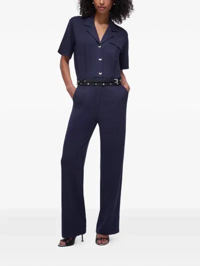 Liu •jo Milanese Chest-pocket Jumpsuit In Blue