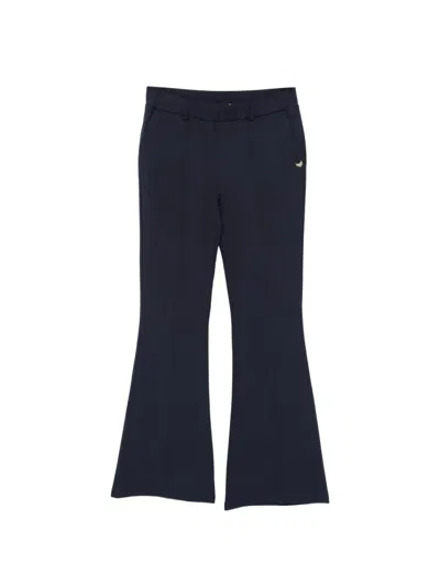 Liu •jo Milanese Logo Flared Trousers In Blue