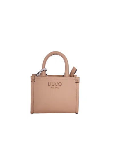 Liu •jo Mini Bag Beige Con Logo In Brown