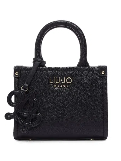 Liu •jo Mini Bag With Jacquard Shoulder Strap In Black