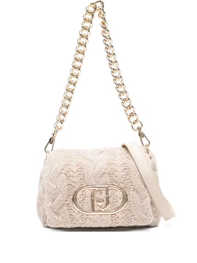 Liu •jo Mini Cable-knit Shoulder Bag In Neutral