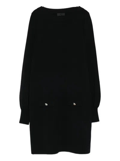 LIU •JO MINI DRESS WITH BOAT NECK AND PUFF SLEEVES