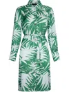 Liu •jo Mini Dress With Green And White Leaves Printed In White