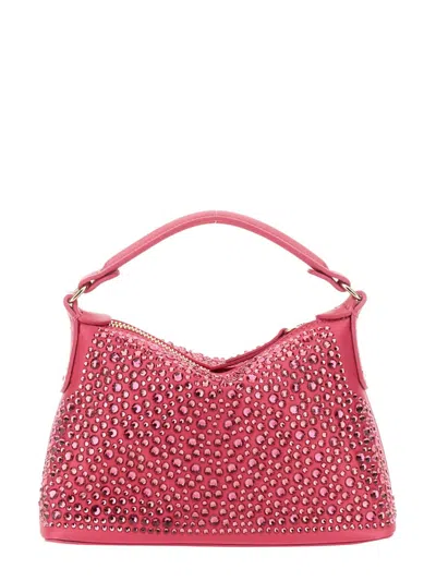 Liu •jo Mini Hobo Bag With Rhinestones In Fuchsia