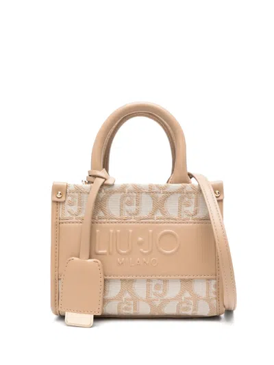 Liu •jo Mini Logo-charm Tote Bag In Neutrals