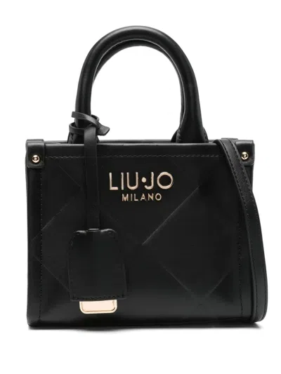 Liu •jo Mini Logo-lettering Tote Bag In 黑色
