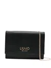 Liu •jo Mini Logo-plaque Chain Cross-body Bag In Black