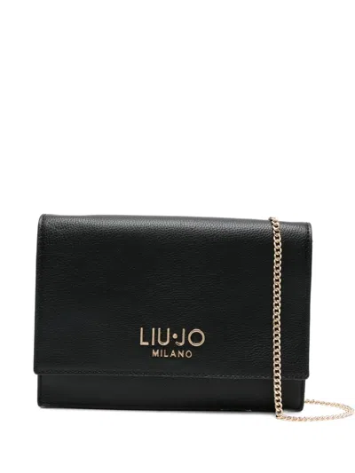 Liu •jo Mini Logo-plaque Chain Cross-body Bag In Black