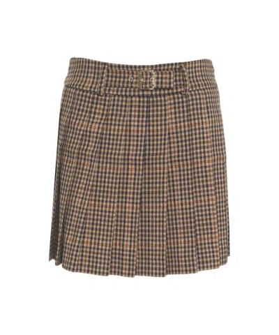 Liu •jo Mini Pleated Skirt In Brown