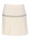 Liu •jo Flared Skirt With Contrast Trim And Pleated Design In Blanco