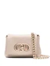 Liu •jo Minimalist Textured Bag With Metallic Clasp And Chain Strap In Neutral