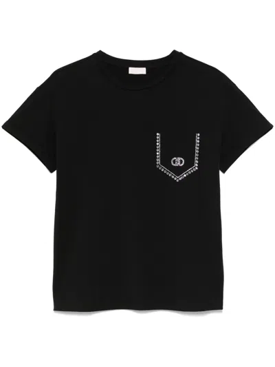 Liu •jo Mirror-detailed T-shirt In Black