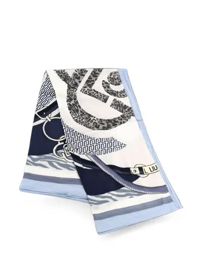 Liu •jo Mixed-print Logo-print Scarf In White