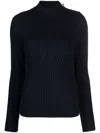 Liu •jo Mock-neck Ribbed Jumper In Blau
