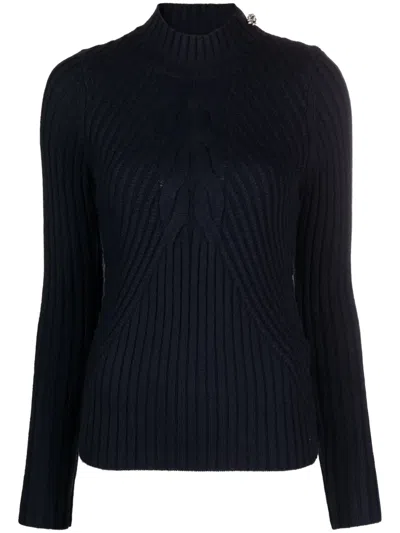 Liu •jo Mock-neck Ribbed Jumper In Blau