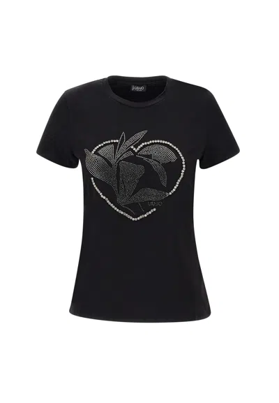 Liu •jo Moda Cotton T-shirt In Black