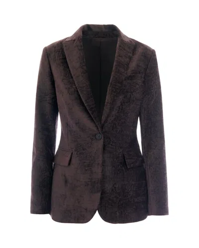 Liu •jo Mole Brown Polyester-blend Velvet Blazer In Burgundy