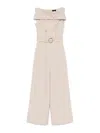 Liu •jo Double-breasted Jumpsuit In Beige