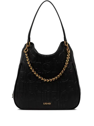Liu •jo Monogram-embossed Tote Bag In Black