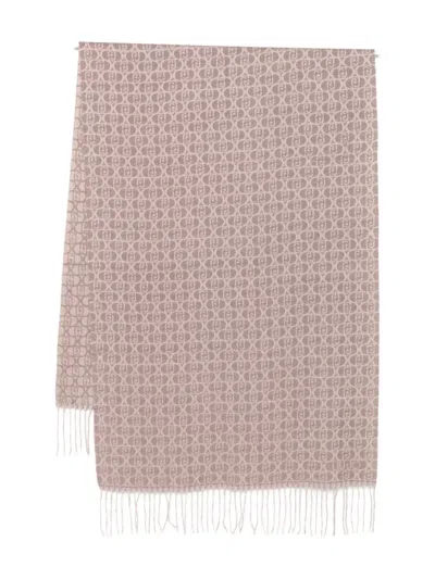 Liu •jo Monogram Fringed Scarf In Pink