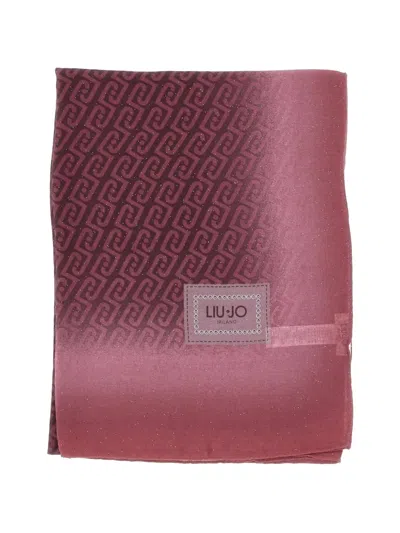 Liu •jo Monogram Glitter-effect Scarf In Purple
