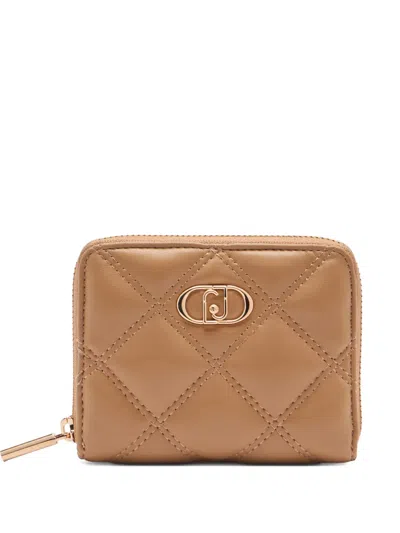 Liu •jo Monogram-plaque Quilted Wallet In Brown