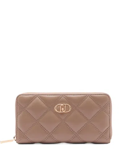 Liu •jo Monogram-plaque Quilted Wallet In Neutral