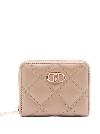 Liu •jo Monogram-plaque Quilted Wallet In Neutral