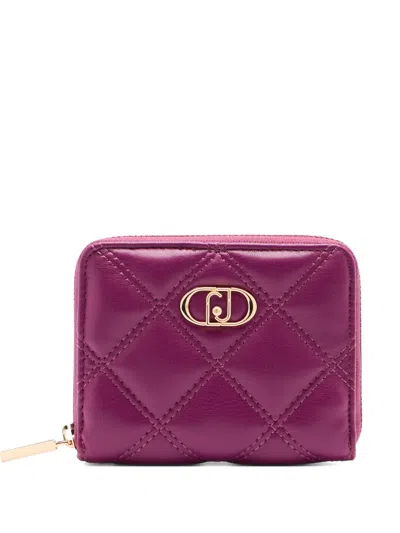 Liu •jo Monogram-plaque Quilted Wallet In Purple