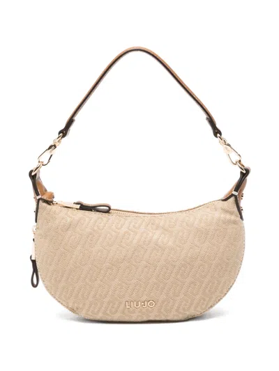 Liu •jo Monogram-print Zip Shoulder Bag In Neutral