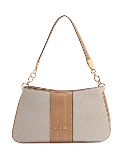 Liu •jo Monogram Small Shoulder Bag In Neutral