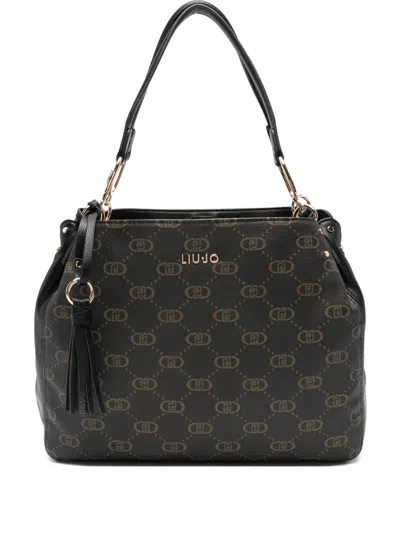 Liu •jo Monogram Tassel Tote Bag In Black