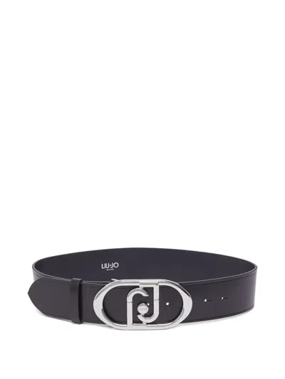 Liu •jo Monogram-buckle Leather Belt In Blue
