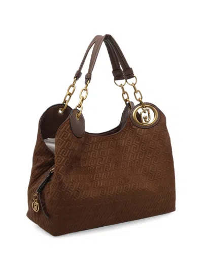 Liu •jo Monogram-embossed Chain-link Tote Bag In Brown