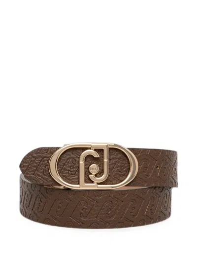 Liu •jo Monogram-embossed Reversible Belt In Brown