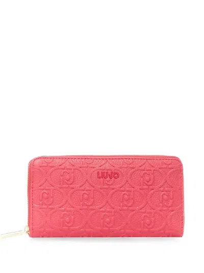Liu •jo Monogram-embossed Zip-around Wallet In Pink