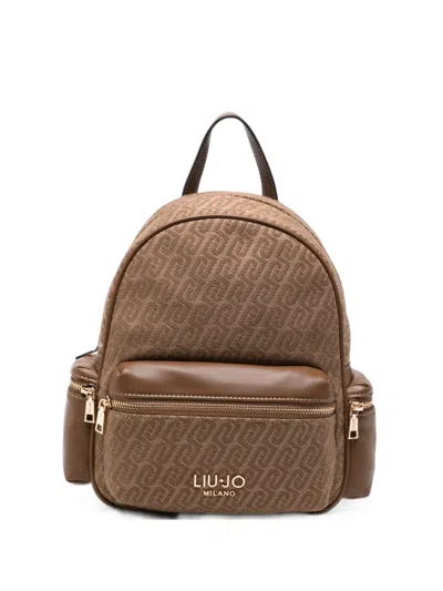 Liu •jo Monogram-jacquard Backpack In Brown