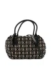 Liu •jo Monogrammed Brown Fabric Shoulder Bag In Black