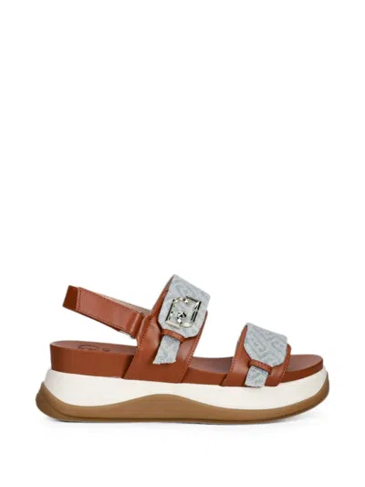Liu •jo Monogram-pattern Touch-strap Sandals In Multi