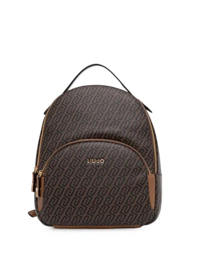 Liu •jo Monogram-print Backpack In Brown