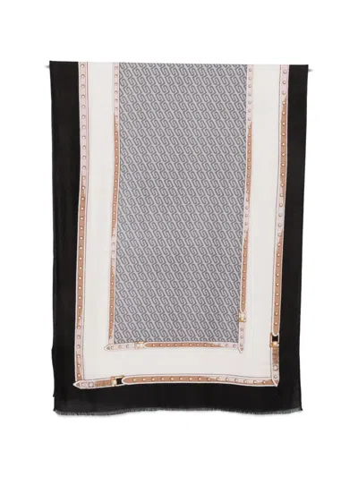Liu •jo Monogram-print Frayed Scarf In Multi