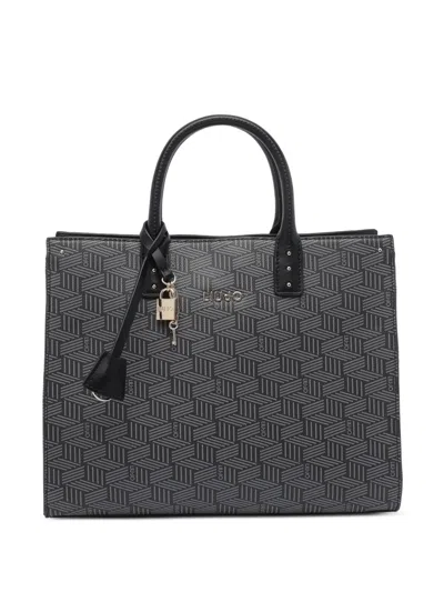 Liu •jo Monogram-print Padlock-detail Tote Bag In Gray