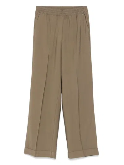 LIU •JO MOSS GREEN WIDE LEG TROUSER